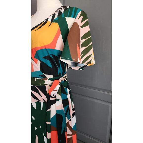 Anthropologie Hutch Size Small Kiera Flutter Sleeve Tropical Wrap Maxi Dress - Picture 4 of 6